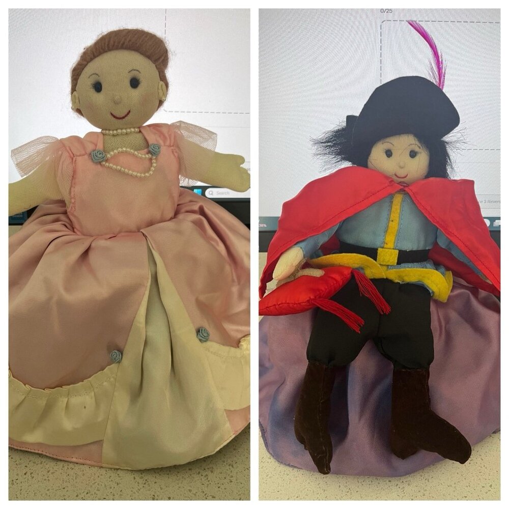 Vintage Topsy Turvy Doll Cinderella & Prince Charming Reversible Cute Faces